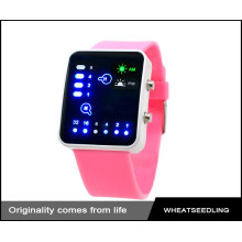 Fashion cute pink silicone band colorful led watch, lady watch